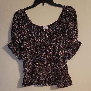 Sienna Sky Black and Pink Floral Blouse